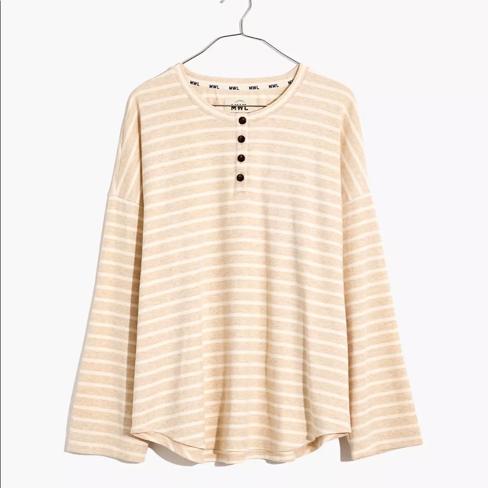 Madewell Breeze Henley Shirttail Tee in Stripe - Small